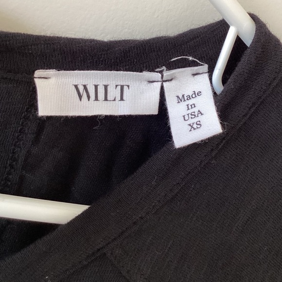 WILT Black Cotton Drawstring Waist Wide Leg Jumpsuit XS Made in USA, Long Sleeve - Picture 2 of 9